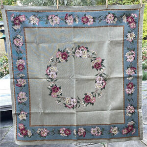 GOBLYS Table Covering Tapestry Square Floral Jacquard Cotton Beige France 58x58